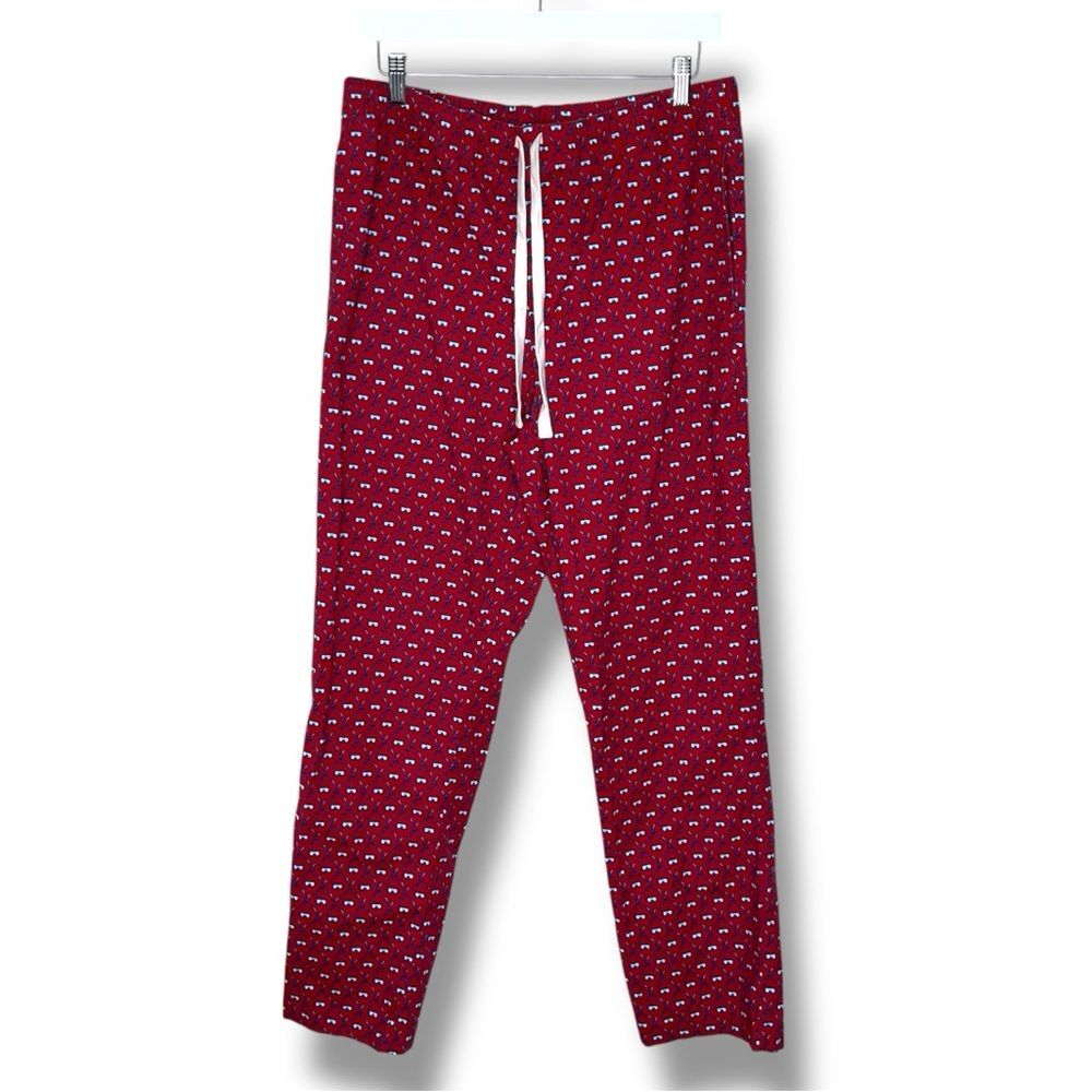 Vineyard Vines Ski Theme Red Lounge Pajama Pants Men Size Medium Cotton Pull On
